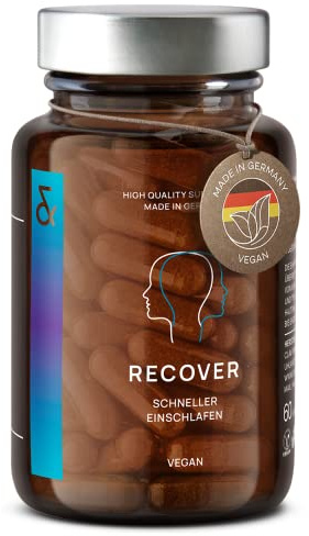 CLAV® N°6 RECOVER, Melatonin, mit Baldrian & L-Tryptophan, 60 Kapseln | Für tiefen Schlaf & schnelles Einschlafen, mit Passionsblume, Hopfen & Melisse, Laborgeprüft, im Apothekerglas, Vegan