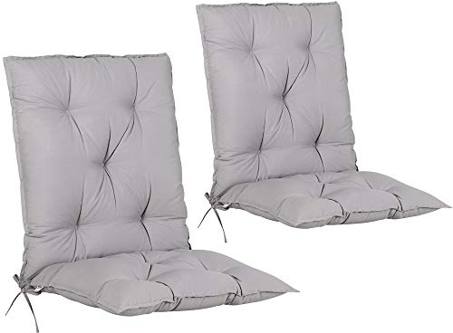 Detex 2X Coussin de Chaise avec Dossier Gris uni 116x57x7cm Coussin pour Fauteuil Intérieur Extérieur Maison Jardin