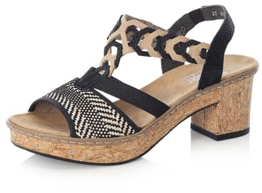 Rieker Femme Sandales 638C7, Dame Sandales compensées