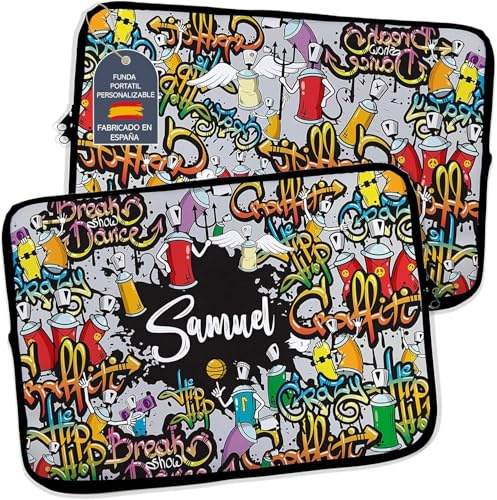 Housse pour Ordinateur Portable et Tablette. Personnalisé avec Nom. Pochette iPad. Néoprène. Pochette Sacoche pour Chromebook Ultrabook Netbook Tablette. Graffiti