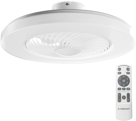 Noaton 12058W Triton, Blanco, Ventilador de techo con luz, Mando a distancia, Atenuación LED, 3 temperaturas de color ajustables, Temporizador, Flujo de aire hasta 60 m3/min (Diámetro 58cm)