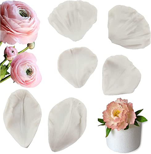 6 Stück BlüTen Fondant Silikonformen Rose Floral Silikonform BlüTen Fondant Fertig BlüTenblatt Silikonform Silikon BlüTenblatt Form Pfingstrose Silikonform Für Fondant Kuchendekoration Mohn