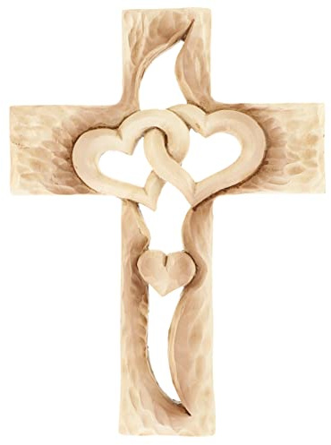 HOMSFOU Resin Craft Herz Kreuz Figur Wanddekoration Für Religiöse Anlässe Stabiles Design Für Taufen Und