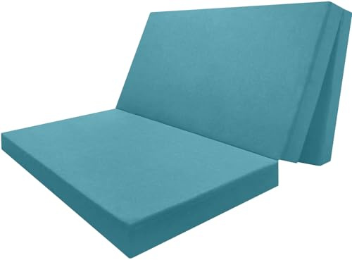 DecorQUALITY - Colchon Plegable Camper, Colchón con Espuma Plegable – para Furgonetas Camper, Cama Invitados, Camión o Caravana (Turquesa 80 x190 x10 cm)