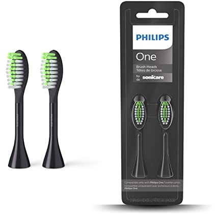 Philips One Lot 2 têtes de brosse à dents électrique, Noir intense (Modèle BH1022/06)