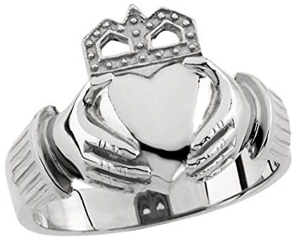 Herren-Ring, 925er-Sterlingsilber, poliert, irischer Claddagh-keltischer Dreifaltigkeitsknoten, US-Größe 11, Schmuck für Herren, One Size, Metall Silber Sterling Silber, Kein Edelstein