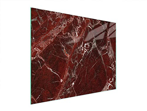 DarHaus Planche à découper en verre 52 x 40 cm, Marbre Rouge | Ceranfeld, 1 pièce, Protection anti-éclaboussures, Plaque universelle