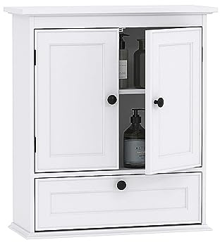 Spirich Bathroom Cabinet Wall Mounted, Small Bathroom Wall Cabinet Over Toilet, Medicine Cabinet Organizer with Doors and Adjustable Shelf, White