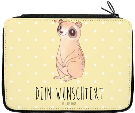 Mr. & Mrs. Panda Personalisierte Federmappe Plumplori Glücklich - Geschenke, Niedlich, PersonalisierteS Federmäppchen, mit Namen, Stifterolle, Stiftemappe, Glück, Lustige Sprüche