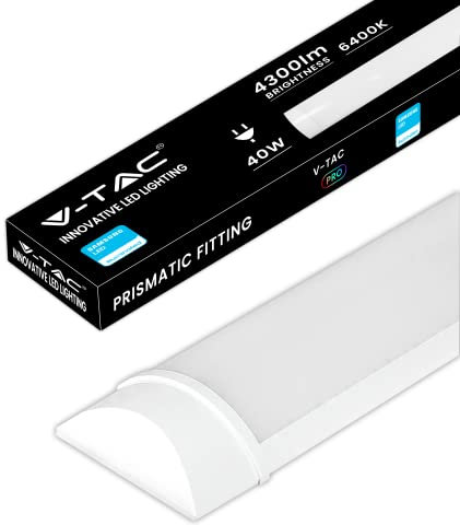 V-TAC Plafoniera LED Lineare da Soffitto 120 CM - 40W - Chip Samsung - Lampada Rettangolare 4300 Lumen IP20 per Parete, Garage, Negozio - Tubo LED - Luce 6500K Bianca Fredda