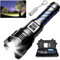 PEAKRO Lampe Torche LED Ultra Puissante, 500000 Lumens Lampe de Poche Rechargeable, Lampe Torche Puissante Torches 5000mAh IP65 Étanche Zoombar pour Camping Urgence Randonnée