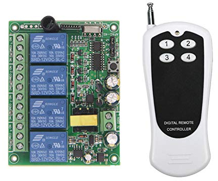 4-Kanal AC 230 220v Funkfernsteuerung Funkschalter Empfänger und 4-Taste Handsender Universal 200M Reichweite Funk Schalter für Eletrogeräte Lampe motor Garagentor NO COM NC