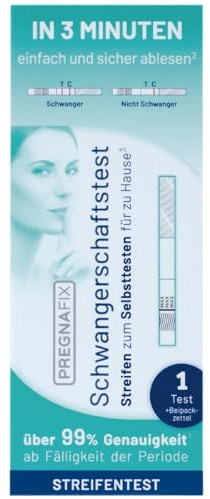PREGNAFIX Schwangerschaftstest Streifen – Zuverlässiger Schwangerschaftsteststreifen, weniger Plastik, Teststreifen Schwangerschaft, hCG Test, Pregnancy Test, Urin Teststreifen, Zuhause Test – 1 Test