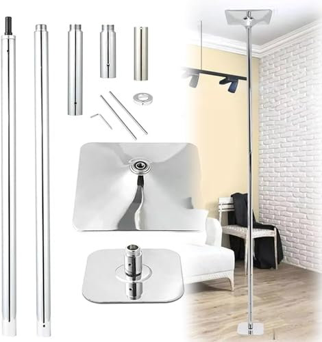 AviiSo Barra de Pole Dancing Profesional Poste extraíble portátil, Altura ajustable de 2,3 m-3,8 m, Juego de postes de fitness para la fiesta del club de entrenamiento en casa, Capacidad de peso de 44