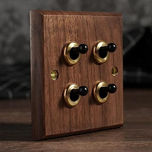 interruptor de pared retro,interruptor de luz de p Interruptor de luz de palanca tipo 10A 86 de pared manual de control dual abierto, panel de madera maciza, interruptor de palanca for el hogar, for d