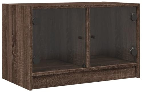 vidaXL Mobile Porta TV con Ante in Vetro Rovere Marrone 68x37x42 cm