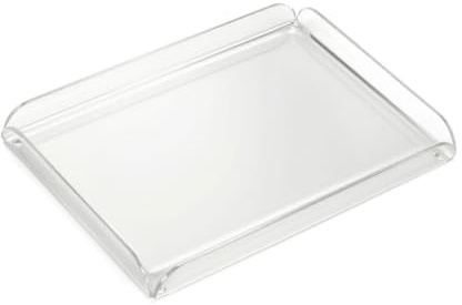 Plateau de service transparent avec poignées, 32,5 cm x 23,5 cm, décoratif, idéal pour le petit déjeuner, le thé/café, la nourriture, les boissons et l'organisateur de table