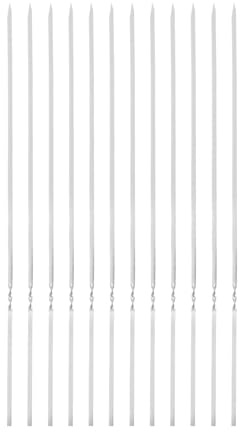 sourcing map 12 spiedini in metallo per kebob, 35 cm x 3,8 mm x 1 mm, in acciaio inox, riutilizzabili, per barbecue, barbecue, barbecue, barbecue, barbecue, barbecue, barbecue, barbecue, barbecue,