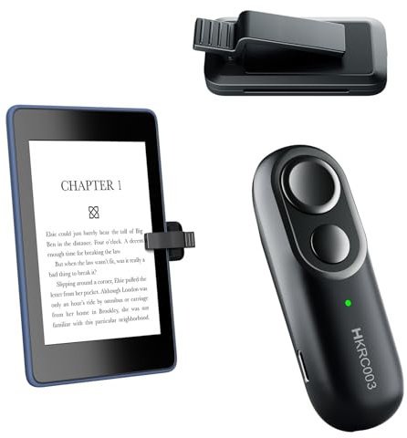 Hogance RF-Fernbedienung zum Umblättern zum Lesen auf Kindles, eBook-Seitenumsetzer eReader-Zubehör für iPad Android-Tablets, Zubehör für den Kindles, Sehr Leicht, HKRC003, Schwarz