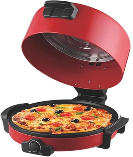 QYOEGSQ Electric Pizza Maker,2000W Portable Pizza Oven Baking Pan,15.7''Non-Stick Pan Bakeware Indoor,Adjustable Temperature Controls,Double-sided Heating,For Pizzas, Nachos, Fajitas, Omelettes