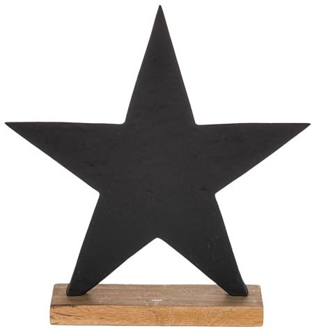 EGLO LIVING Deko Stern Baliguian, stehender Weihnachtsstern Fensterbank | Weihnachtsdeko zum Hinstellen, Tischdeko Weihnachten aus Metall in Schwarz und Holz in Natur, 25,5 x 27 cm