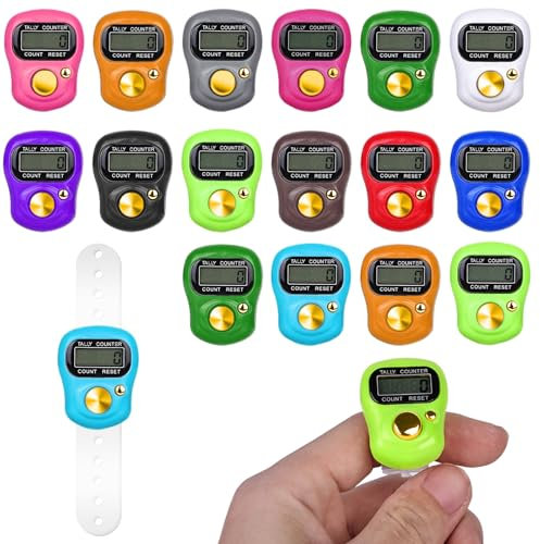 BAIFULAI 16 Stück Elektronische Fingerzähler: Digitaler Mini Handzähler, Elektronische Finger Zähler Rundenzähler, Tragbar Zähler Klicker, Reihenzähler Stricken für Golf Runde Zählen Stricken