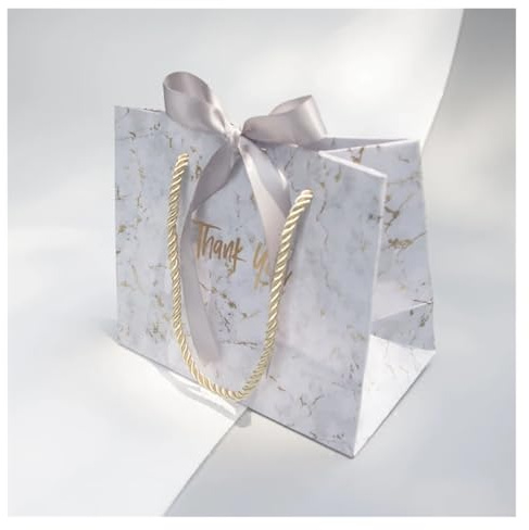 Papiertüten Mit Griffen Kreative Geschenktüte aus grauem Marmor for Weihnachts-/Hochzeits-/Babyparty-/Geburtstagsparty-Gastgeschenke, Geschenkverpackungsbox Papiertragetaschen(Light Grey)