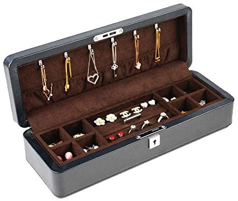 GSZCCZS Schmuckkästchen mit Sicherheitsverschluss und Schmuck-Organizer aus Samt, Schmucktruhe aus Leder für Ringe, Ohrringe, Armbänder, Schmuckschatulle für Damen