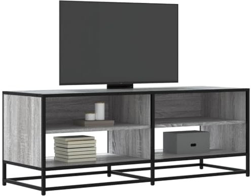Sufrk Sonoma Meuble TV Gris 120,5 x 40 x 46 cm Bois multicouche Métal-Meuble TV Meuble TV Meuble TV Meuble industriel Table basse Vintage Console pour salon
