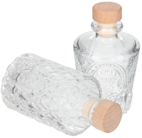 MAGICLULU Botellas De Vidrio Herméticas Para Vino, Botella De Vino Transparente Mini, Cristal Reutilizable Tapa Sellada, Almacenaje Para Cocina y Hogar, Pack 2 Unidades