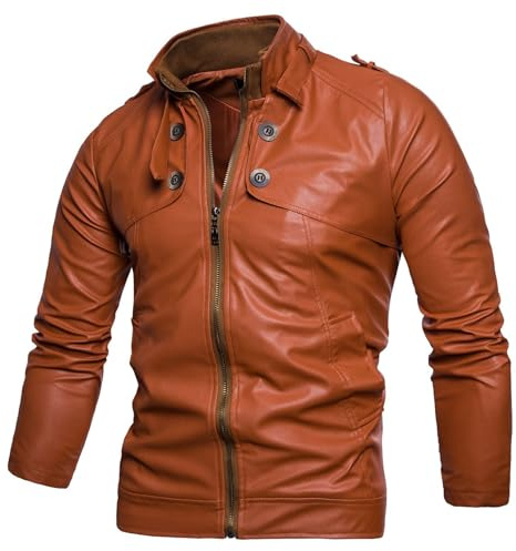 Generico Giubbotto Invernale Uomo Pelle Giacca Pelle Moto Impermeabile Giacca Tuta Elegante Giubbotto Leggero Sportiva Giacca Calda Uomo Trekking Casual Winter Jacket Men Cappotto Softshell Antivento