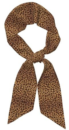 ALLiYa Langer Seidenschal mit Leopardenmuster (Satintuch), modische Kopfbedeckung, Stirnband, Krawatte, Mode-Accessoires, Schwarz , One size