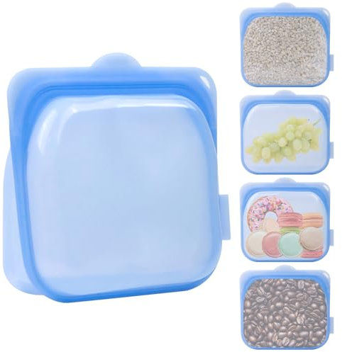 Sacchetti Freezer Riutilizzabile, Sacchetti per Alimenti in Silicone, Sacchetti Alimenti Pieghevole, Sacchetti Congelatore Piccola, Ziplock Bags per Conservare Verdure, Latte e Snack, 1 Pezzo