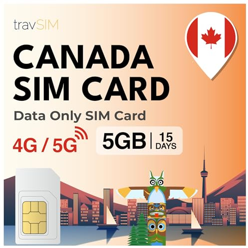 travSIM Tarjeta SIM Canadá | 6GB de Datos con velocidades 4G/5G | Utilice su Tarjeta SIM en CA y EE.UU. | Plan de la SIM Canadá es válido por 7 días