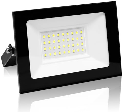wowspeed Proiettore LED per esterni, 30W 3000LM Proiettore super luminoso per esterni, bianco caldo 3000K, impermeabile IP66, Faretto LED con supporto regolabile a 180° per cortile e garage