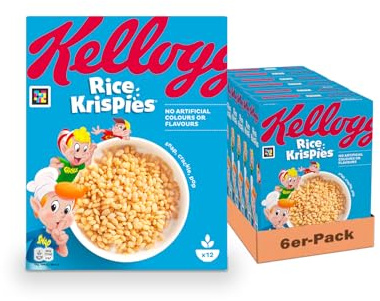 Kellogg's Rice Krispies (6 x 360 g) – geröstete Cerealien mit herzhaftem Crunch – knusprig gepuffter Reis für maximalen Frühstücks-Spaß