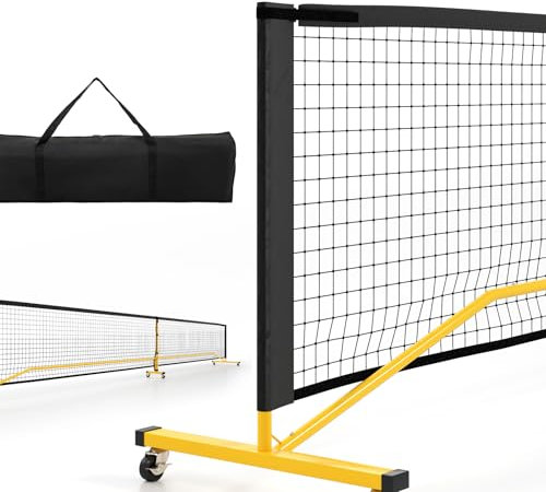 LIFEZEAL Rete da Pickleball portatile, sistema di rete da Pickleball con ruote flessibili e borsa per il trasporto, set di rete da Pickleball per interni ed esterni