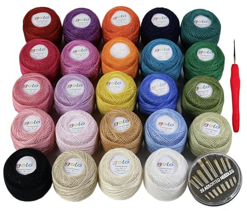 golo virkgarn 30 garn 24 färger 10 gram för broderitråd virkning för handstickat virkat garn gänga virkning 30-24-1