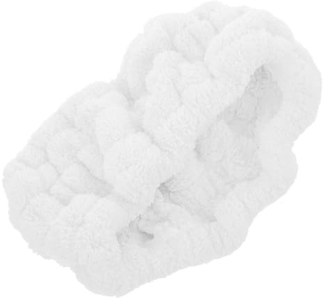 NULYLU Stirnband Aus Korallenfleece Für Gesichtswaschungen Elastisches Haarband Zum Schminken Flauschiges Stirnband Für Spa Und Hautpflege Weiß Dehnbar Bezaubernd Für Frauen Zum Sport