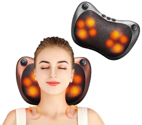 Massaggiatore Cervicale con Funzione Riscaldante – Design Ergonomico e Compatto – Silenzioso e Portatile con Borsa Inclusa – Allevia Dolori Muscolari e Tensioni al Collo e Spalle