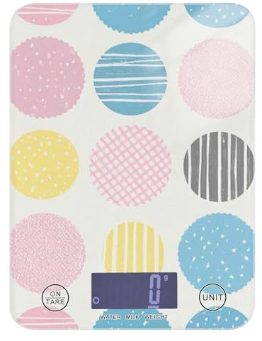 Polka Dot rotonda moderna grigio Spot Cooking Bilancia da cucina per cibo 5 kg/5 g Bilancia da cucina in grammi con 4 unità per (utente) (utente) (utente) báscula para pesar Personas