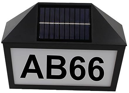 SEWACC Solar Powered House Number Light Modern Address Sign with Design for Outdoor Use Energy Saving Solar Lamp Decorative Wall Garden Lighting
