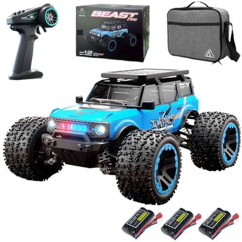 Ledovan 55KM/H Ferngesteuertes Auto für Erwachsene, Hochgeschwindigkeits Bürstenloser Motor RC Buggy All Terrain, 4WD Off-Road Monstertruck, Wasserdicht Rennauto, 3 Batterien(Blau)