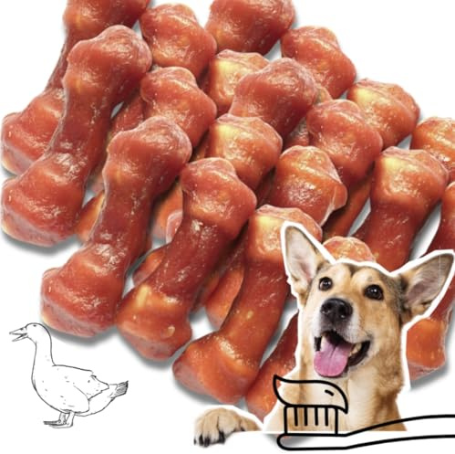 LalaZoo Dental Bone 500g Zahnreinigende Hundeknochen mit Ente Dental Kausnacks für Hunde Getreidefrei Ohne Zuckerzusatz Unterstützt Zahnpflege Kautrieb bei Welpen Kleinen und Großen Hunden