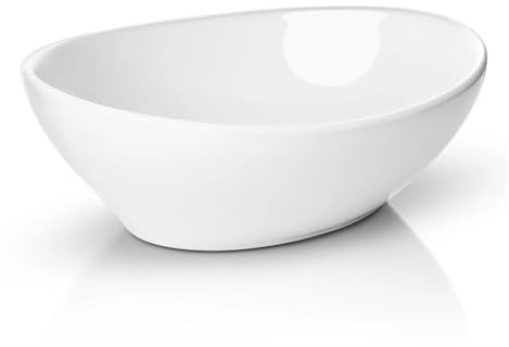 Moderno lavabo da appoggio in ceramica for bagno, ovale piccolo, bianco