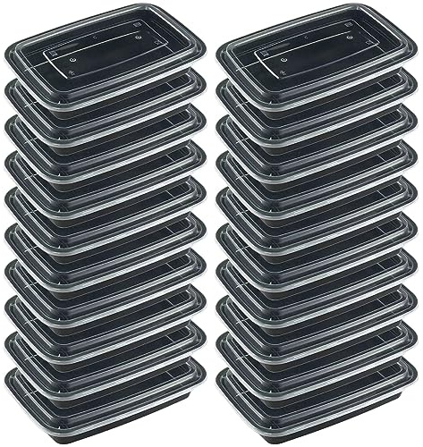 Mcrowave - Fiambreras desechables de plástico reutilizables para congelador, lavavajillas, 20 unidades, con tapa, extra grandes y gruesas (B, talla única)