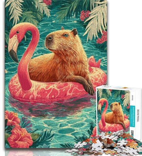 Puzzle für Erwachsene 1000 Teile Capibara im Urlaub 1000 Teile für Erwachsene Quizspiel ganze Familie 75x50cm