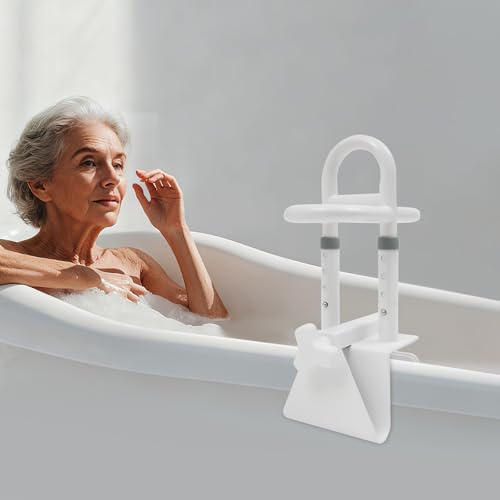 Haltegriff Badewanne Einstiegshilfe Badewannengriff Ohne Bohren, Kohlenstoffstahl Badewanneneinstiegshilfe für Senioren, verstellbarer Höhe & Breite von Badewanne Wanddicke 9-17 cm