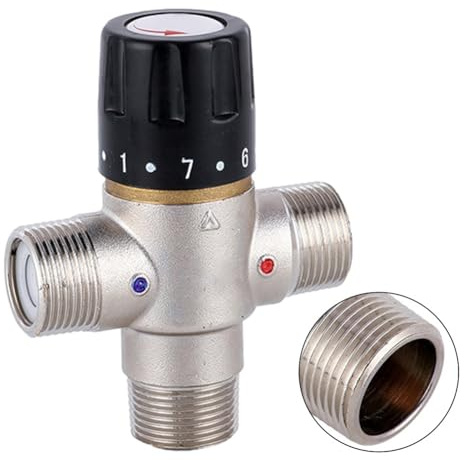 FUANA Thermostat-Mischventil 3/10.2 cm DN20 für Solarheizungsanlagen, Messingkonstruktion mit genauer Temperaturregelung Türschloss