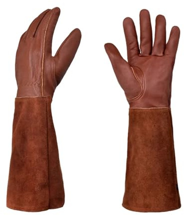 1 Paire de Gants gantelet d'élagage Roses Jardinage Robustes résistant aux épines à Manches Longues for Le Travail soudage Jardin(Brown,M)